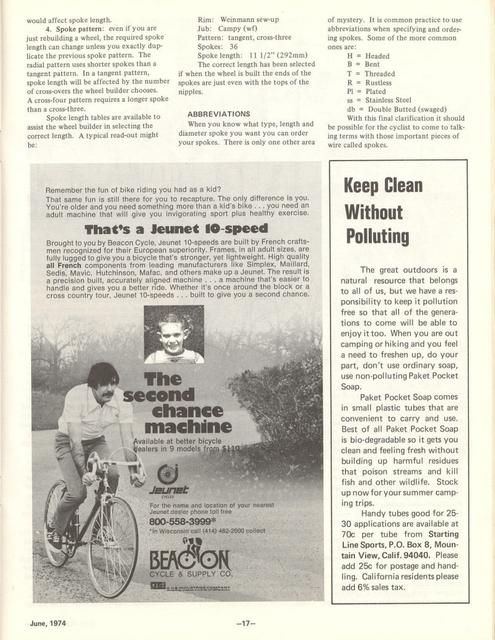 <---------- Bike World 06-1974 ----------> What’s In A Spoke?