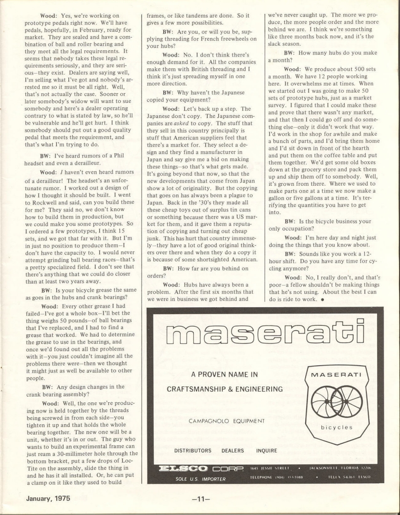 <---------- Bike World 01-1975 ----------> An Interview With Phil Wood