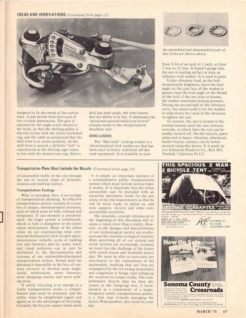 <------ Bicycling Magazine 03-1975 ------> Huret Allvit / Shimano Positron Rear Derailleurs