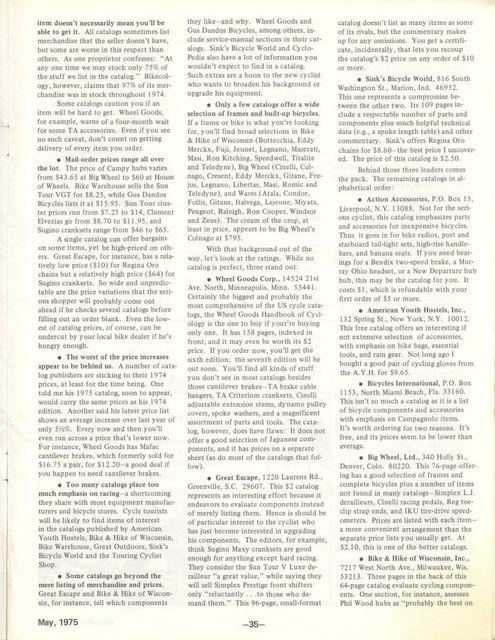 <---------- Bike World 05-1975 ----------> A Look At Mail Order Catalogs