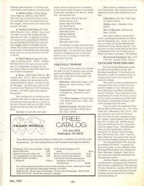 <---------- Bike World 05-1975 ----------> A Look At Mail Order Catalogs
