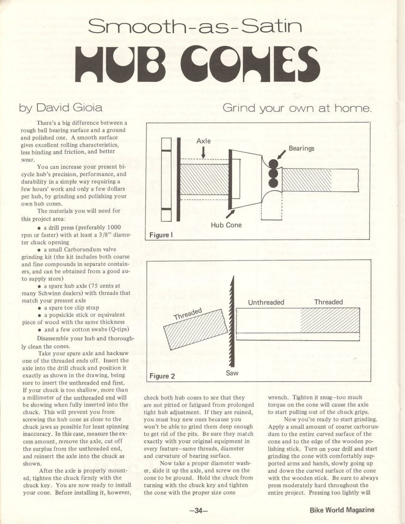 <---------- Bike World 07-1975 ----------> Smooth As Satin Hub Cones