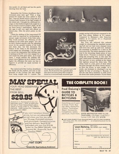 <------ Bicycling Magazine 05-1976 ------> Some New Equipment For 1976