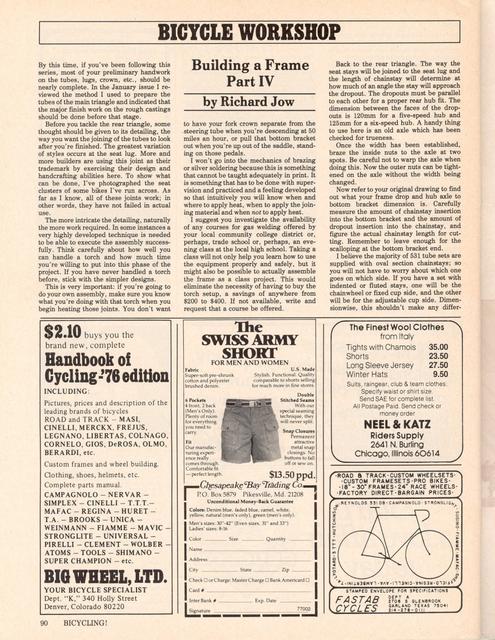 <------ Bicycling Magazine 03-1977 ------> Building A Frame - Part 4