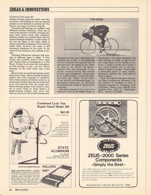 <------ Bicycling Magazine 06-1976 ------> Bearings, Derailleur Pulleys, And Friction