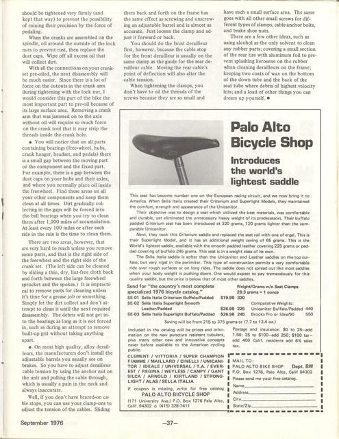 <---------- Bike World 09-1976 ----------> Tips On Basic Maintenance