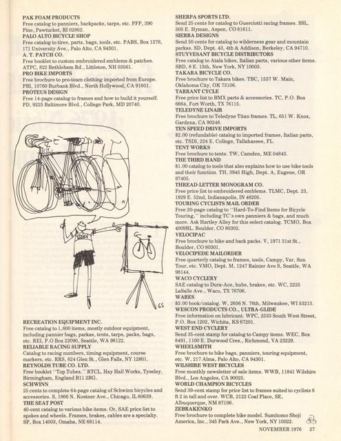 <------ Bicycling Magazine 11-1976-------> Wish Books - More Than 90 Current Catalogs To Dream Over