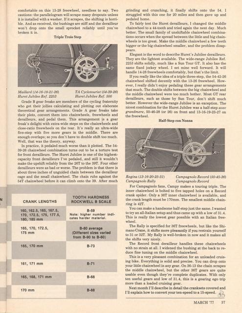 <------ Bicycling Magazine 03-1977 ------> All About 15 Speeds - Part 1