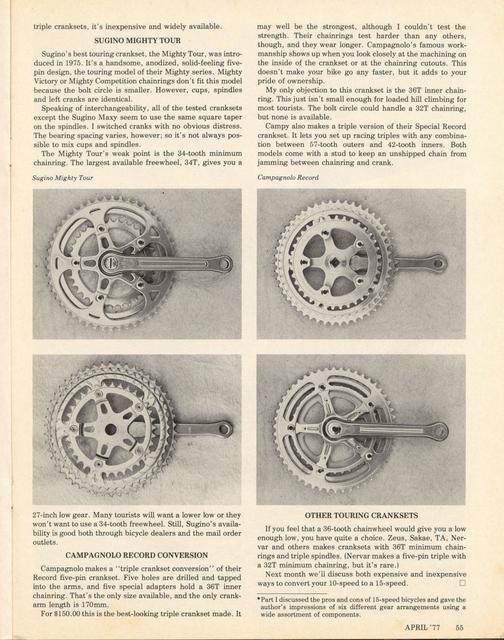 <------ Bicycling Magazine 04-1977 ------> All About 15 Speeds - Part 2