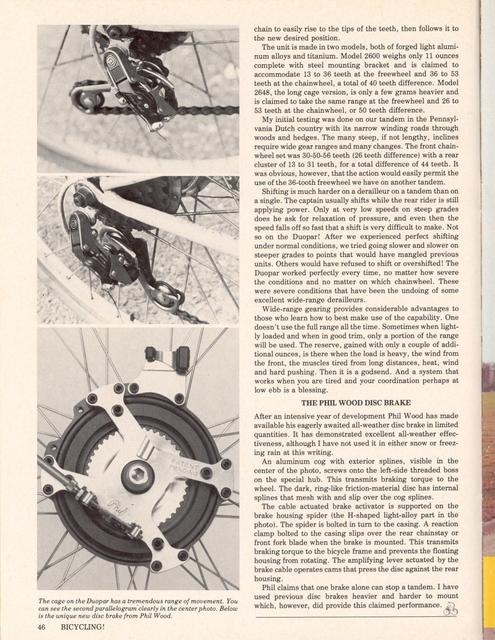 <------ Bicycling Magazine 03-1977 ------> Innovations From Huret And Phil Wood