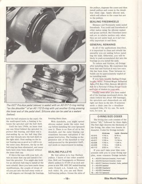 <------ Bicycling Magazine 07-1977 ------> Sealing Your Bike Components