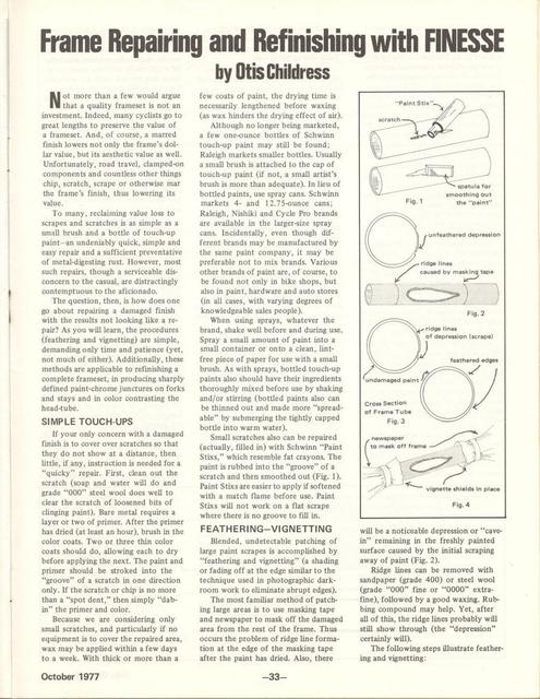 <---------- Bike World 10-1977 ----------> Frame Repairing And Refinishing With Finesse