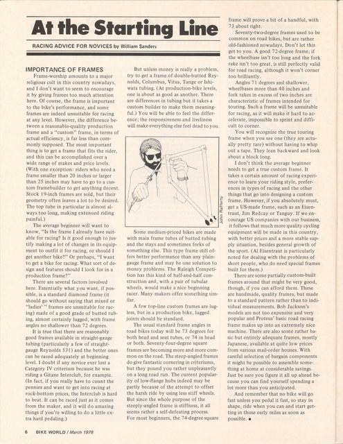 <---------- Bike World 03-1978 ----------> Equipping Your Race Bike - Part 5 - Frames
