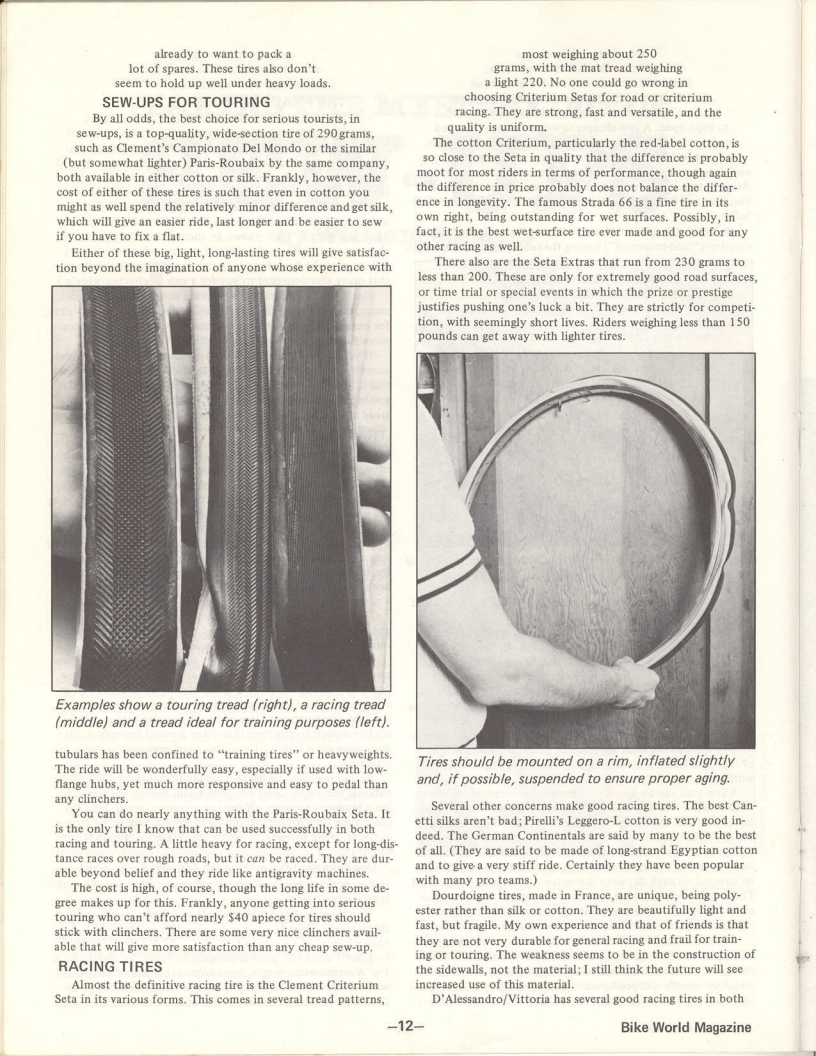 <---------- Bike World 11-1977 ----------> Taking The Mystery Out Of Sew-Ups