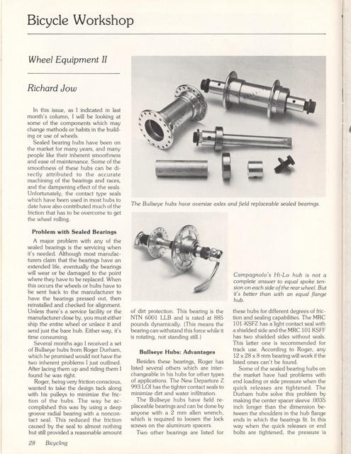 <------ Bicycling Magazine 06-1978 ------> Wheel Equipment - Part 2