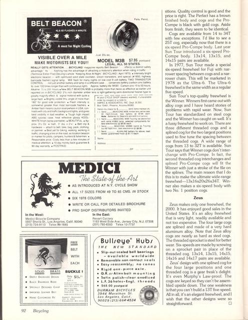 <------ Bicycling Magazine 06-1978 ------> All About Freewheels
