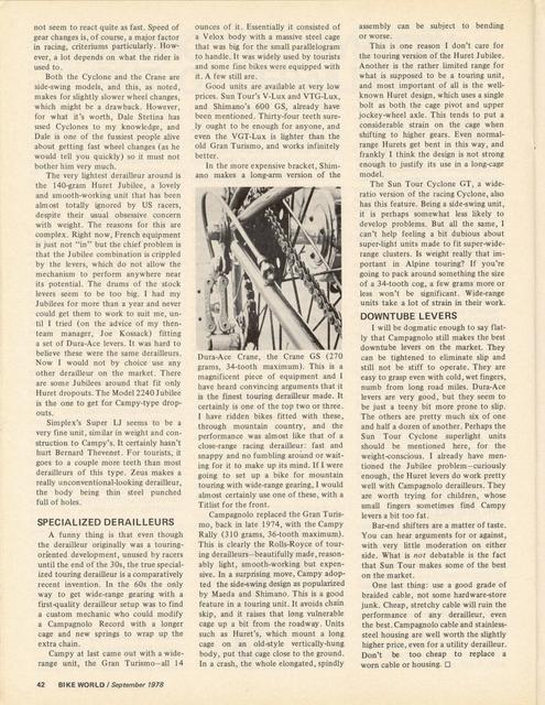 <---------- Bike World 09-1978 ----------> Taking The Mystery Out Of Derailleurs