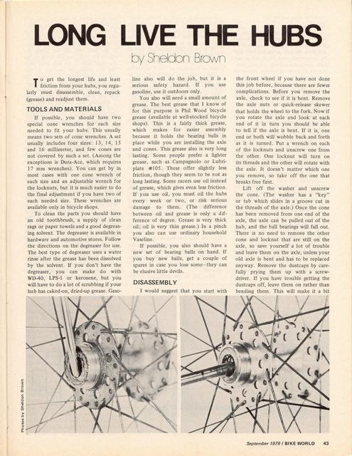 <---------- Bike World 09-1978 ----------> Long Live The Hubs