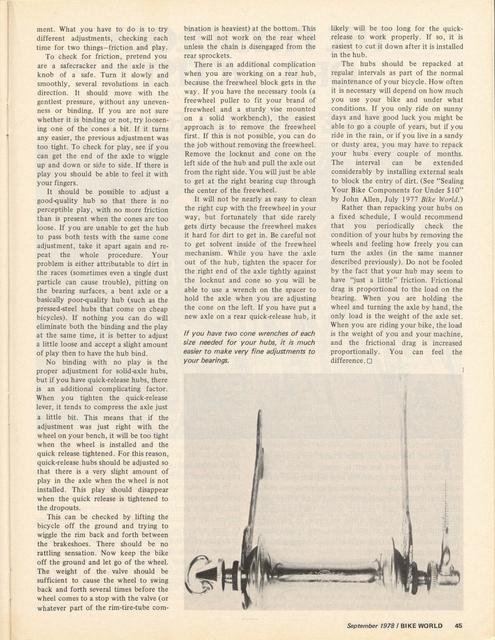 <---------- Bike World 09-1978 ----------> Long Live The Hubs