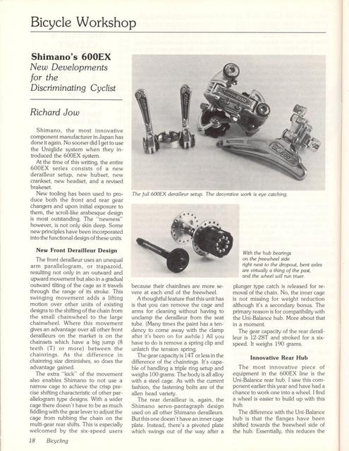 <------ Bicycling Magazine 10-1978 ------> Shimano’s 600 EX