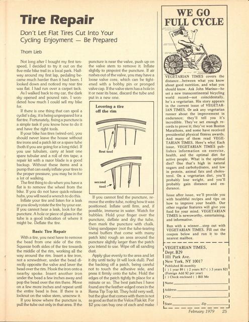 <------ Bicycling Magazine 02-1979 ------> Bicycle Tires - Part 1 - Tire Repair