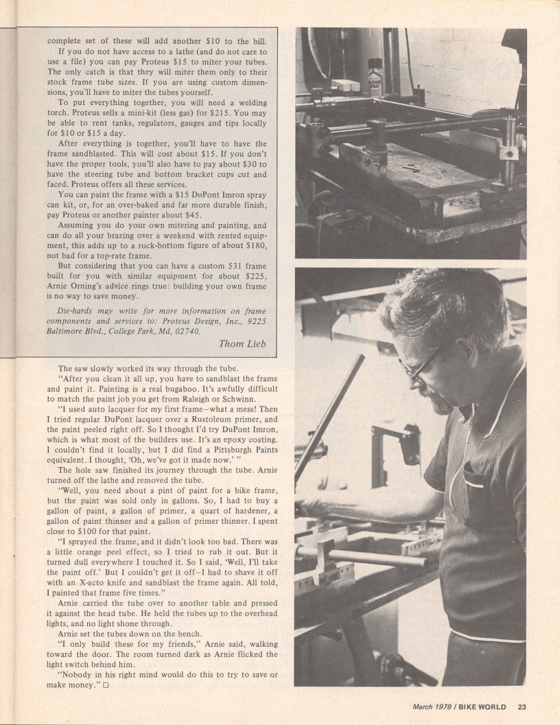 <---------- Bike World 03-1979 ----------> Framebuilding Can Be An Expensive Experience