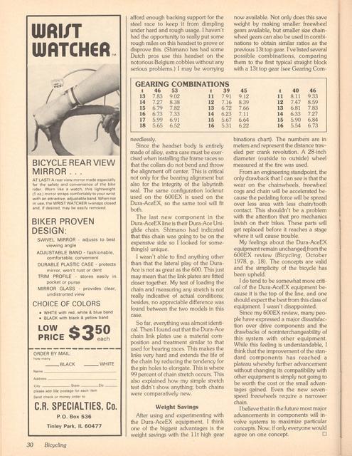 <------ Bicycling Magazine 04-1979 ------> Shimano Dura-Ace EX