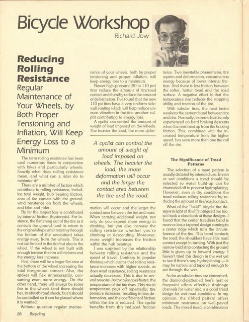 <------ Bicycling Magazine 06-1979 ------> Reducing Rolling Resistance