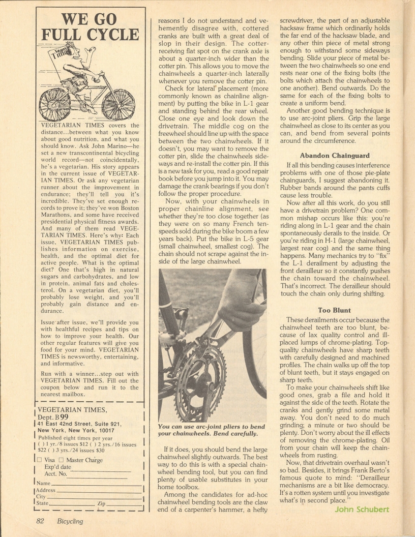 <------ Bicycling Magazine 09-1979 ------> Troubleshoot Your Gears - Part 2