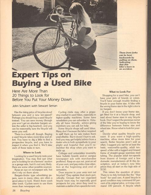 <------ Bicycling Magazine 09-1979 ------> Expert Tips On Buying A Used Bike