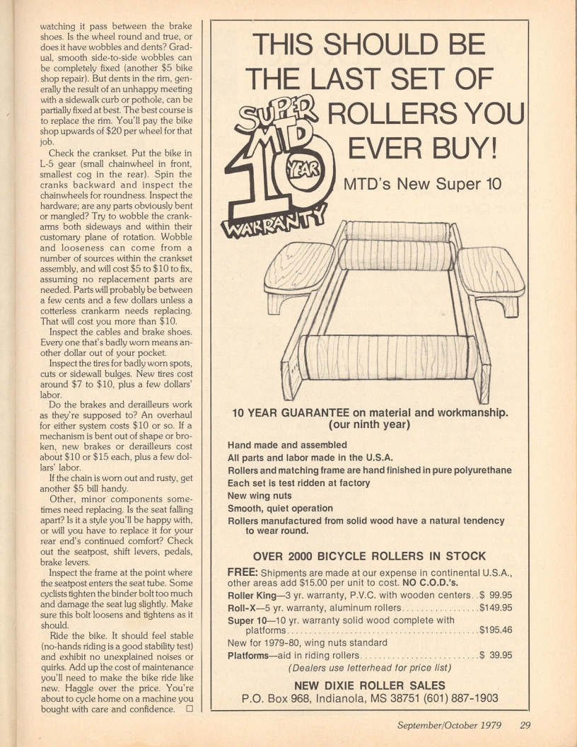<------ Bicycling Magazine 09-1979 ------> Expert Tips On Buying A Used Bike