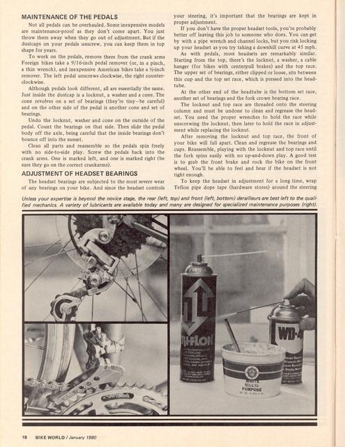 <---------- Bike World 01-1980 ----------> Use Winter To Put Spring Into Your Bike