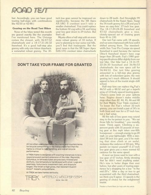 <------ Bicycling Magazine 03-1980 ------> A Trio Of Triple Chainwheels