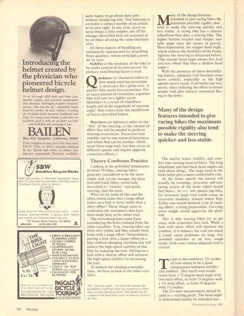 <------ Bicycling Magazine 07-1980 ------> The Geometry Of Handling