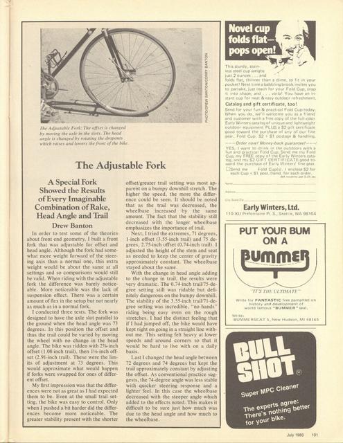 <------ Bicycling Magazine 07-1980 ------> The Geometry Of Handling