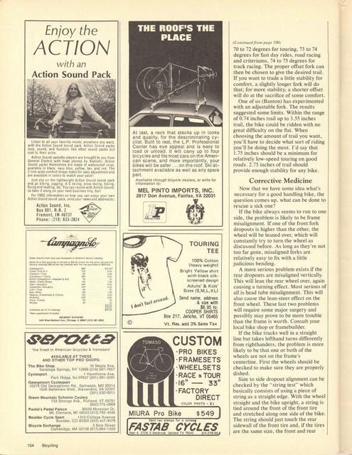 <------ Bicycling Magazine 07-1980 ------> The Geometry Of Handling