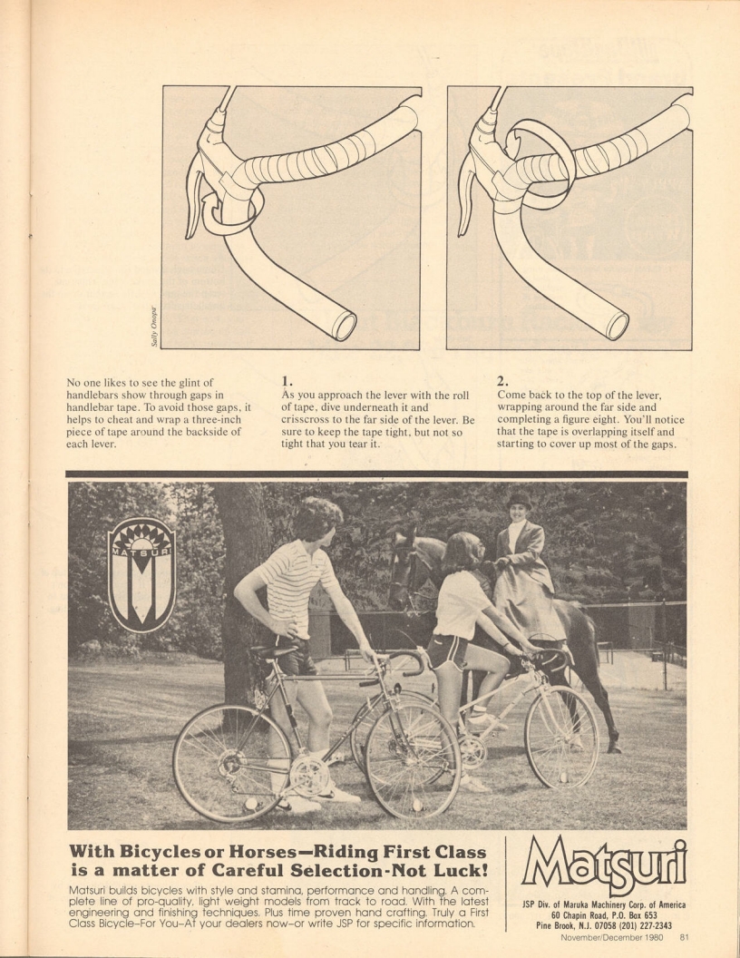 <------ Bicycling Magazine 12-1980 ------> Taping Handlebars