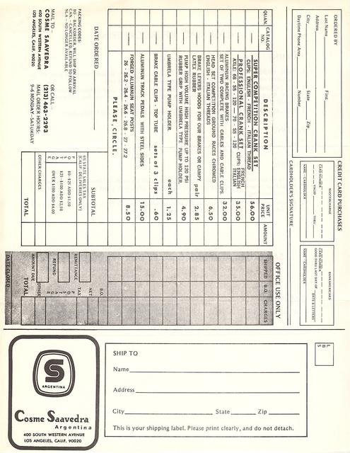 Saavedra "introductory" price list (06-1976)