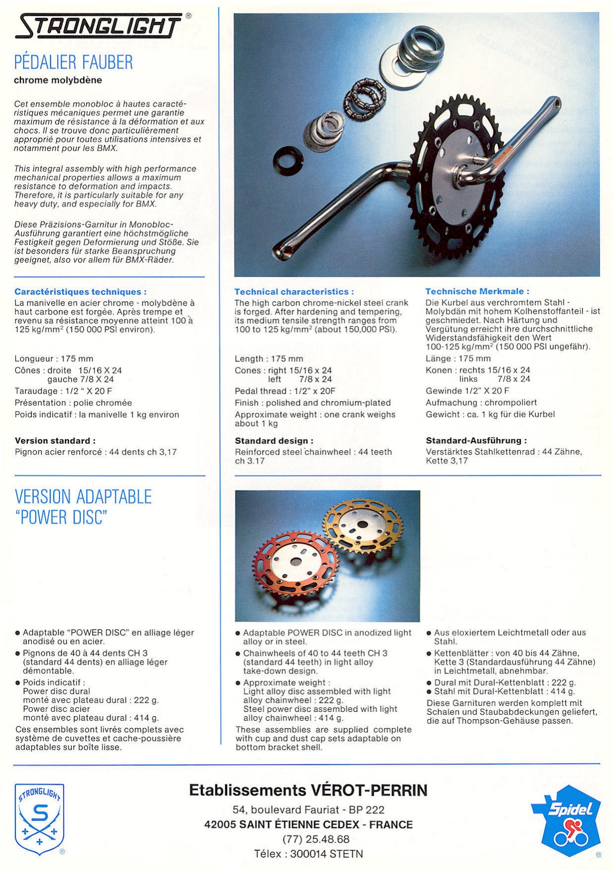 Stronglight crankset flyer (1984)