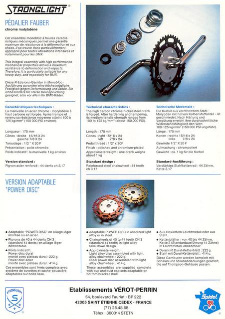 Stronglight crankset flyer (1984)