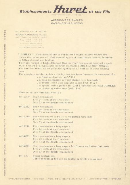 Huret Jubilee product introduction (1972)