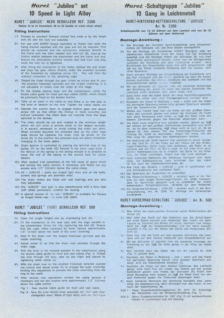 Huret Jubilee fitting nsturctions (1972)