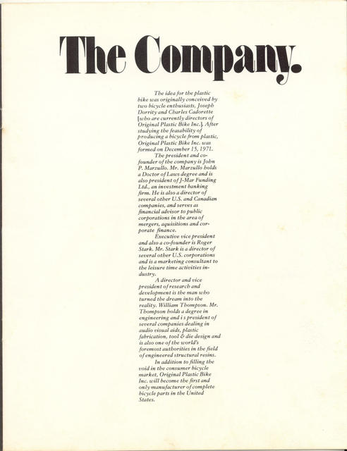 Original Plastic Bike catalog (1973)