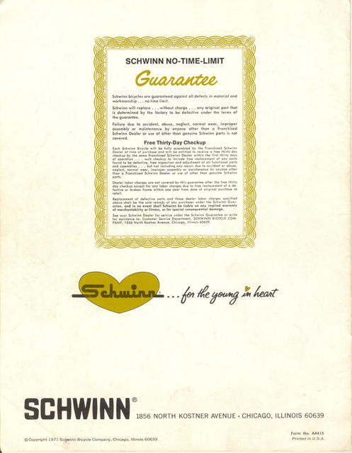 Schwinn Paramount / Sports Tourer / Super Sport catalog (1971)