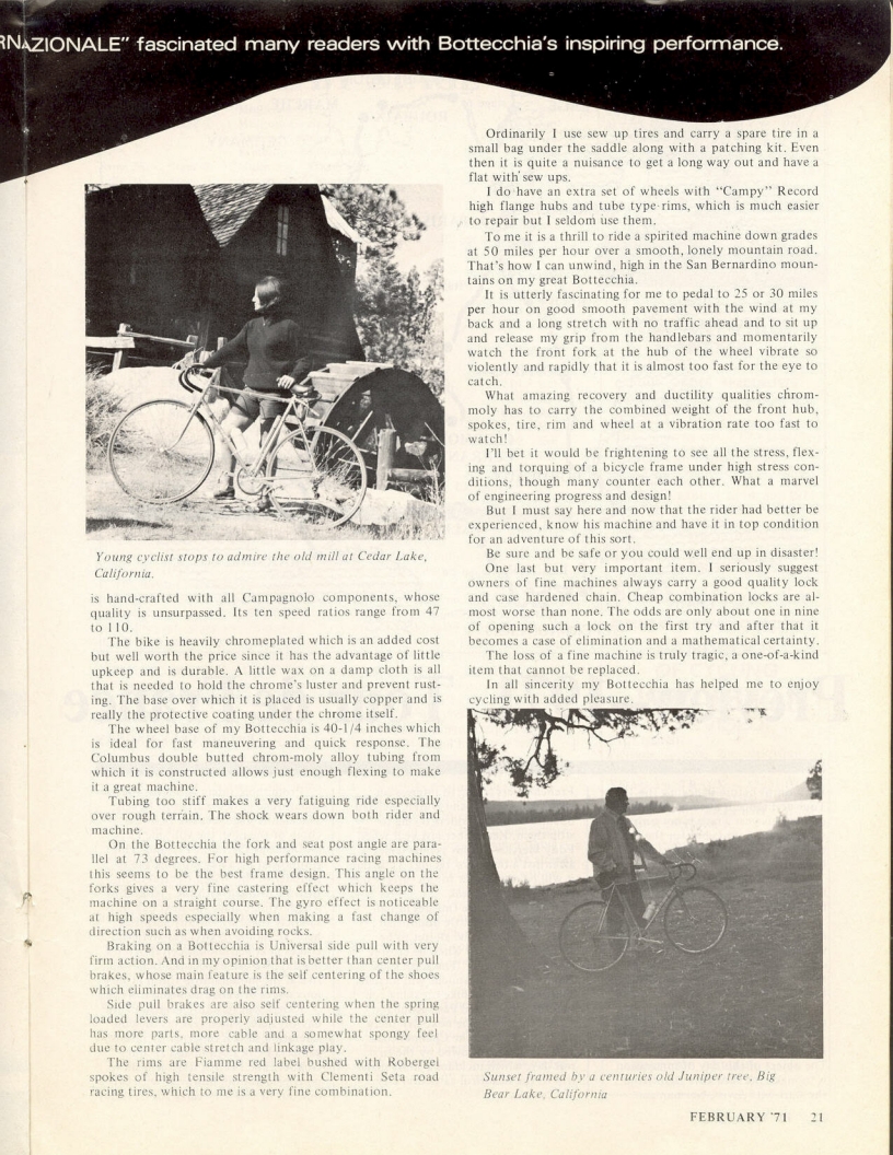 <------ Bicycling Magazine 02-1971 ------> Bottecchia