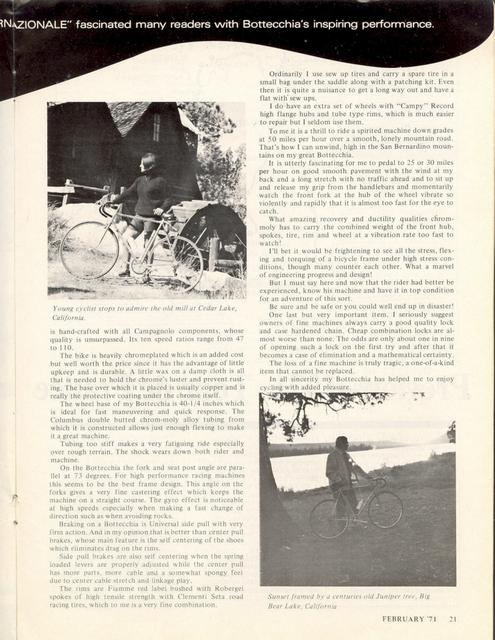 <------ Bicycling Magazine 02-1971 ------> Bottecchia