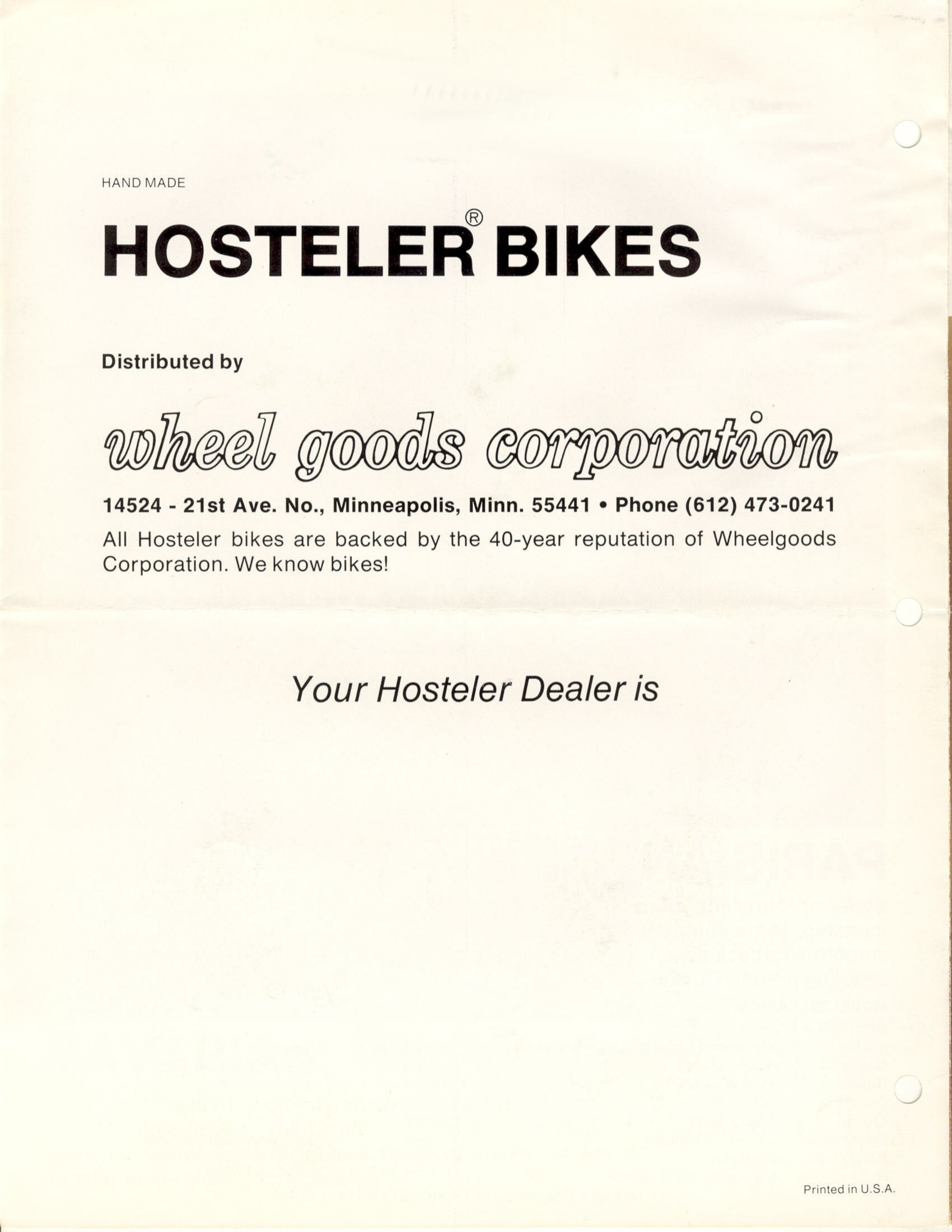 Hosteler catalog (1973)