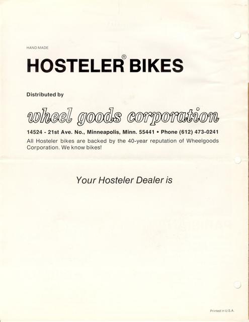 Hosteler catalog (1973)