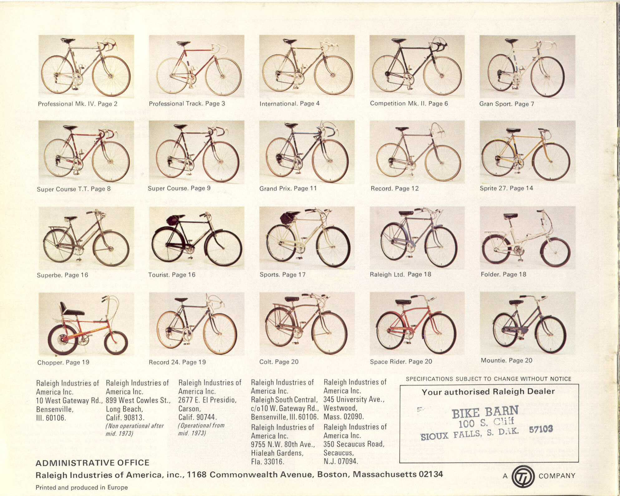 Raleigh catalog (1973)