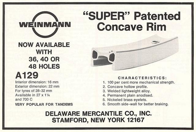 Weinmann Concave clincher rim advertisement (10-1978)
